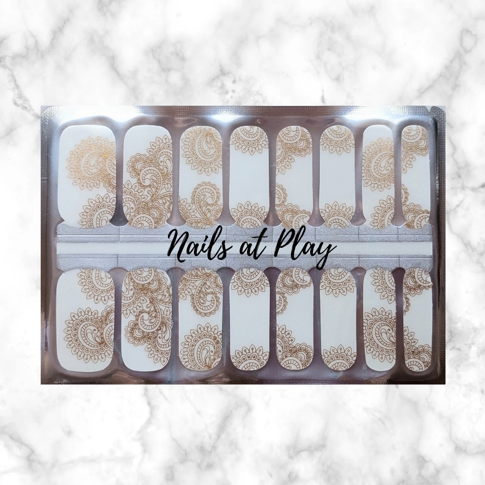 5 For $15 Nails Wraps- Gold paisley Nail Wraps ( transparent)